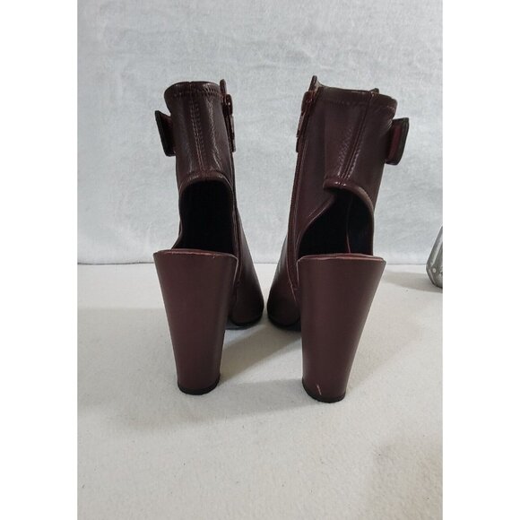 Vince Womens Burgundy Brigham Oxblood Open Toe Bootie Leather Upper‎ Size 7M - Picture 6 of 13